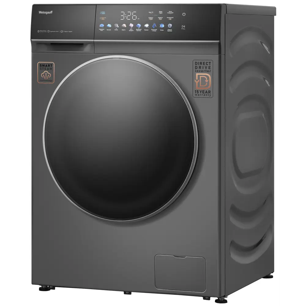 Фото 4 Стиральная машина Weissgauff Wm 62210 direct drive touch inverter steam grey 59.5x85x62 см 10.5 кг цвет серый Фото 4 Стиральная машина Weissgauff Wm 62210 direct drive touch inverter steam grey 59.5x85x62 см 10.5 кг цвет серый