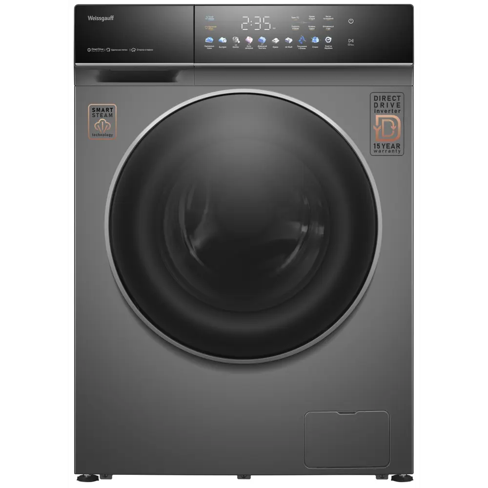 Фото Стиральная машина с сушкой Weissgauff Wmd 62210 direct drive touch inverter steam grey 59.5x85x62.8 см 10.5 кг цвет серый