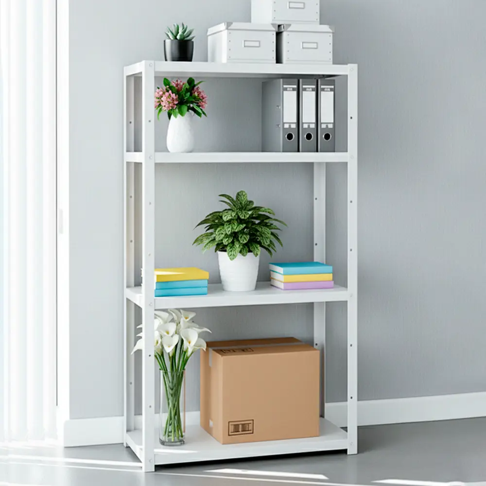 Фото 12 Стеллаж металлический Железное решение 4 полки 77x150x30 см нагрузка до 50 кг металл цвет белый матовый Фото 12 Стеллаж металлический Железное решение 4 полки 77x150x30 см нагрузка до 50 кг металл цвет белый матовый