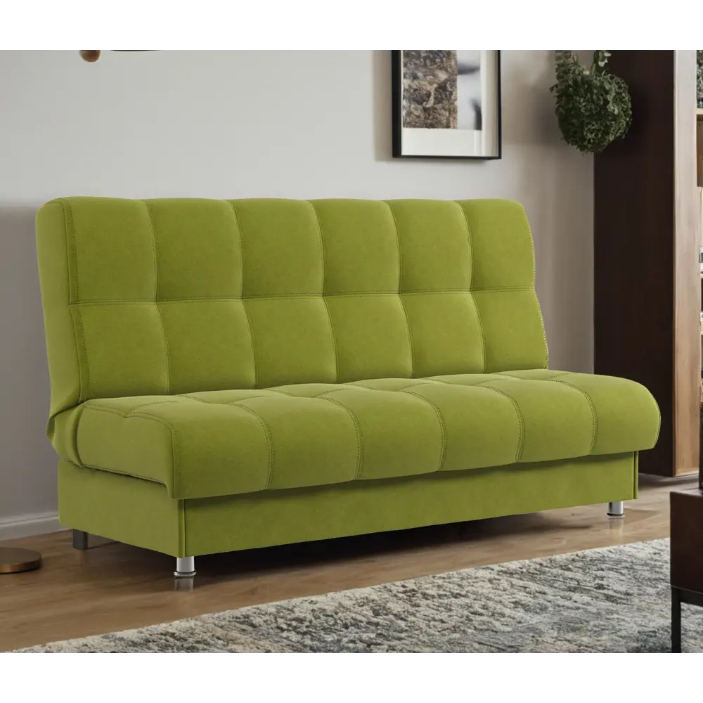 Фото Диван раскладной Гамма БП 198x91x90 см велюр цвет зеленый Фото Диван раскладной Гамма БП 198x91x90 см велюр цвет зеленый