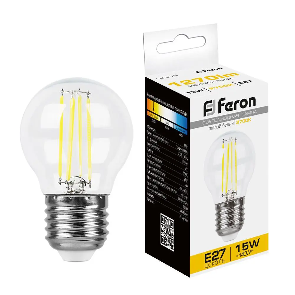 Фото 2 Набор ламп светодиодных Feron LB-515 38252 E27 230 В 15 Вт шар малый прозрачная 1270 Лм теплый белый свет 5 шт Фото 2 Набор ламп светодиодных Feron LB-515 38252 E27 230 В 15 Вт шар малый прозрачная 1270 Лм теплый белый свет 5 шт