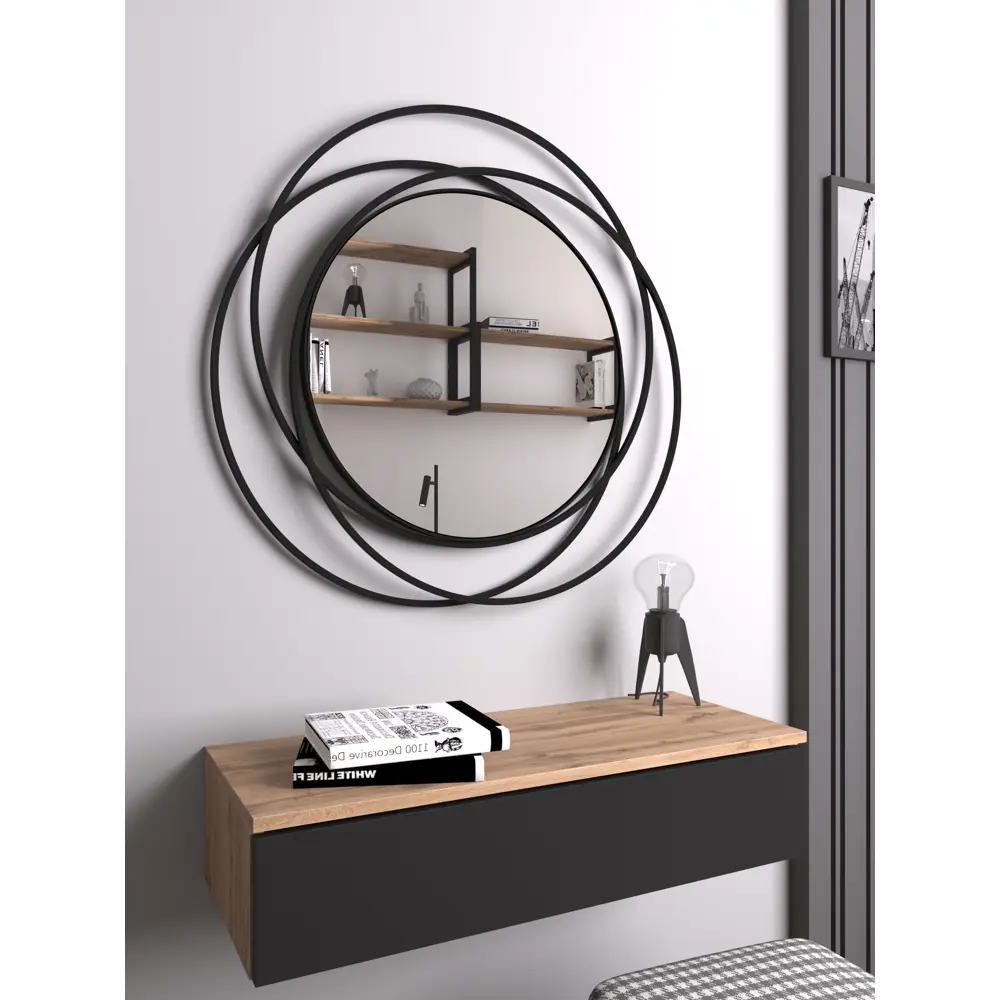 Фото 2 Зеркало с рамой Z01B 73x73 см цвет черный