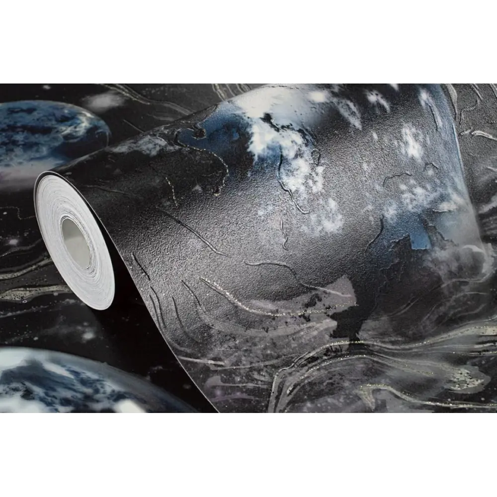 Фото 3 Обои виниловые Саратовские обои Планета Еврокомфорт 0.53 м цвет черный;синий;фиолетовый;золотой (планета 251-06) Планета 251-06