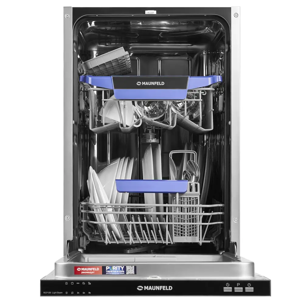 Фото 5 Встраиваемая посудомоечная машина Maunfeld Light Beam MLP-08I 45 см 5 программ цвет белый Фото 5 Встраиваемая посудомоечная машина Maunfeld Light Beam MLP-08I 45 см 5 программ цвет белый