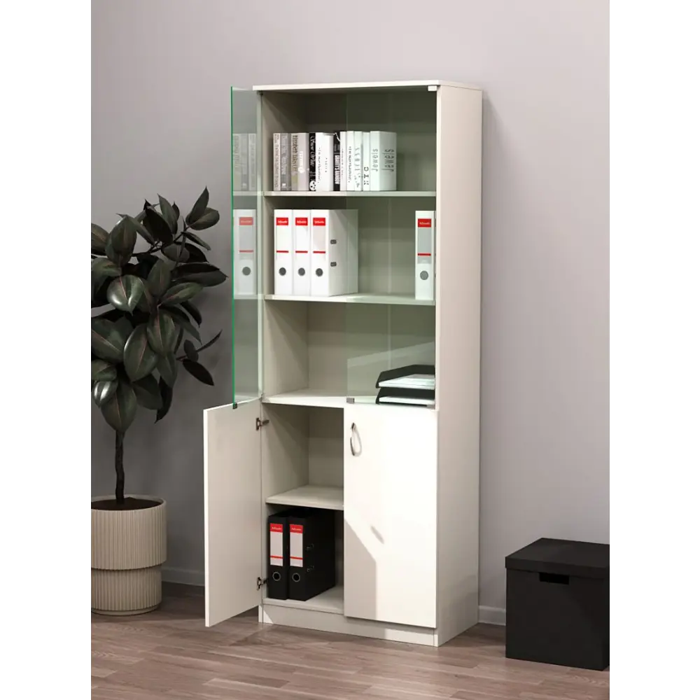 Фото 2 Шкаф-витрина 71x192 см ШВ-56 ЛДСП цвет белый Фото 2 Шкаф-витрина 71x192 см ШВ-56 ЛДСП цвет белый