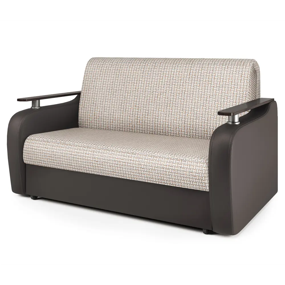 Фото 3 Диван раскладной Гамма Гранд Д 124x95x110 см рогожка корфу/экокожа цвет шоколад/бежевый