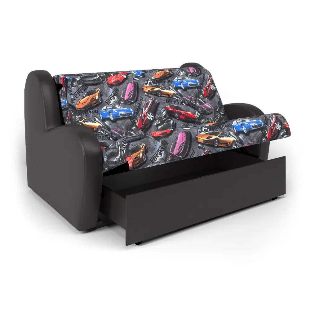 Фото 4 Диван раскладной Гамма Барон 160x95x110 см велюр цвет шоколад/серый с машинками Фото 4 Диван раскладной Гамма Барон 160x95x110 см велюр цвет шоколад/серый с машинками