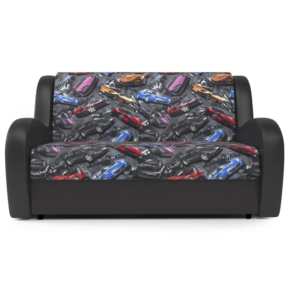 Фото 2 Диван раскладной Гамма Барон 160x95x110 см велюр цвет шоколад/серый с машинками Фото 2 Диван раскладной Гамма Барон 160x95x110 см велюр цвет шоколад/серый с машинками