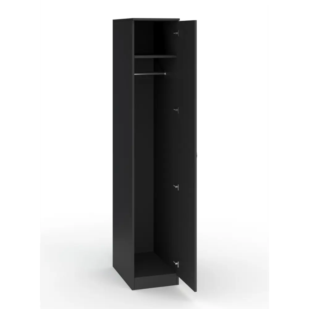 Фото Шкаф распашной с 1 дверью ШО-33 37x192x56 см ЛДСП цвет черный Фото Шкаф распашной с 1 дверью ШО-33 37x192x56 см ЛДСП цвет черный