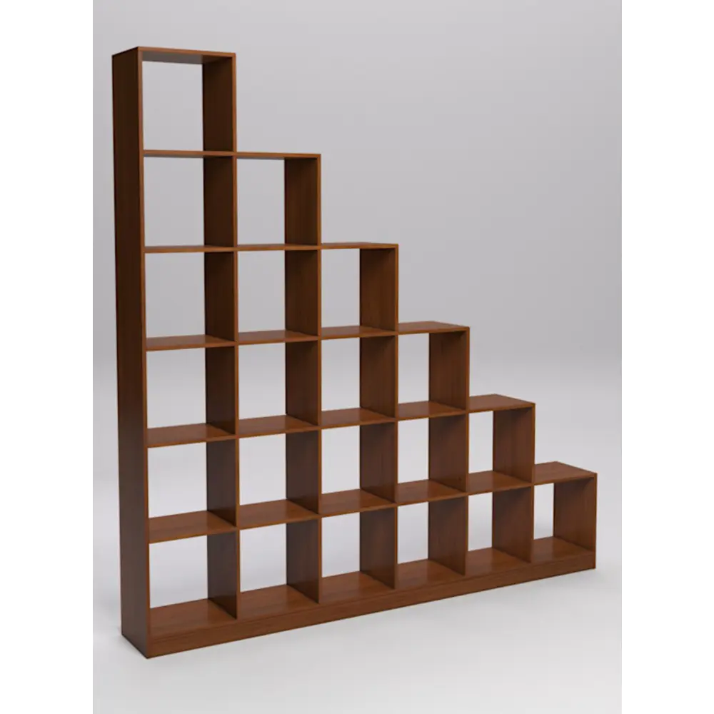 Фото Стеллаж Лестница №2 21 секция 222x222x30 см ЛДСП цвет орех