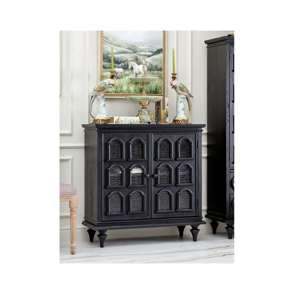 Фото 6 Комод-витрина Гласар Арк нуар 90х36х93 см дерево и стекло цвет черный