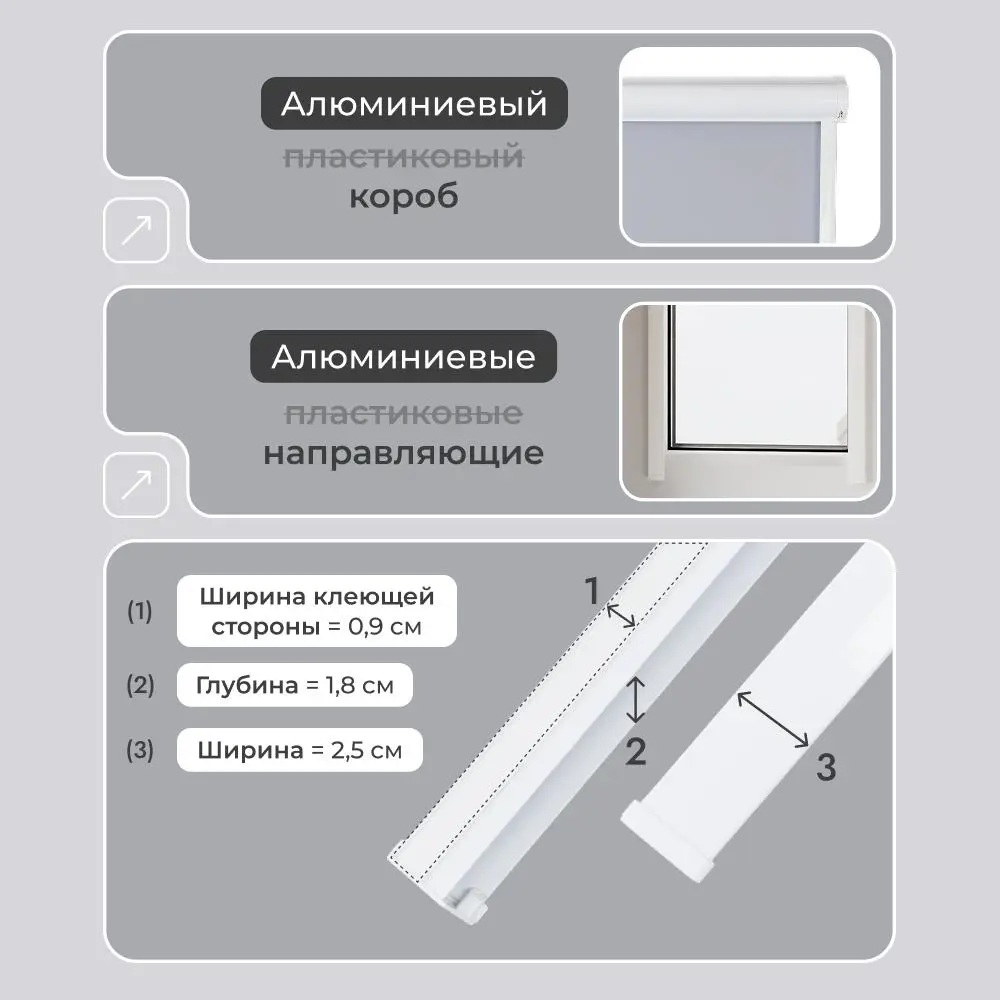 Фото 8 Рулонная штора блэкаут Унистайл RKRBLSVS092125 92x125 см, цвет светло-серый