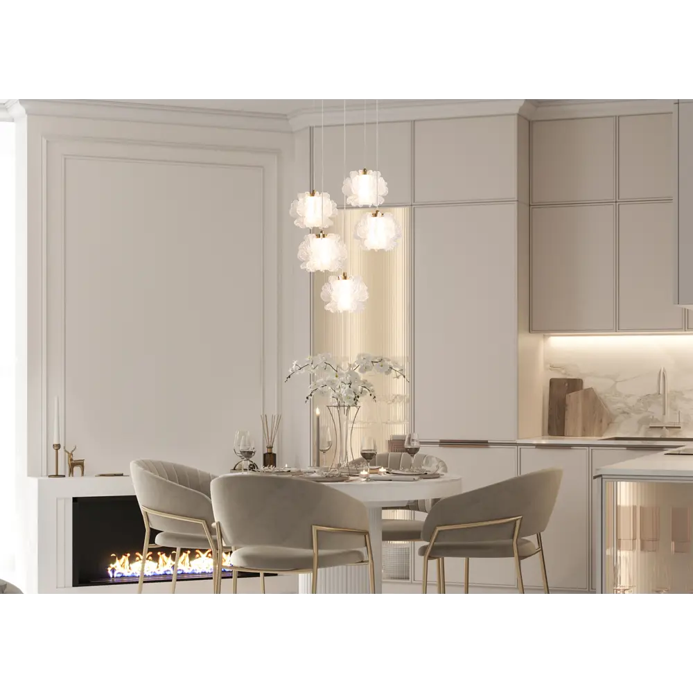 Фото 15 Светильник подвесной светодиодный Freya Flower Fr5579pl-l8bs 5 м² теплый белый свет цвет белый