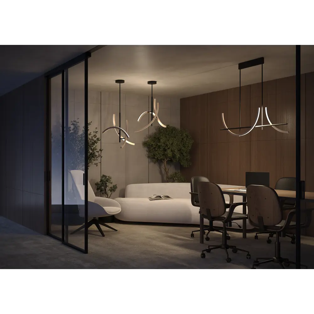 Фото 16 Светильник подвесной светодиодный Maytoni Mod428pl-l27bk 8 м² теплый белый свет цвет черный Фото 16 Светильник подвесной светодиодный Maytoni Mod428pl-l27bk 8 м² теплый белый свет цвет черный