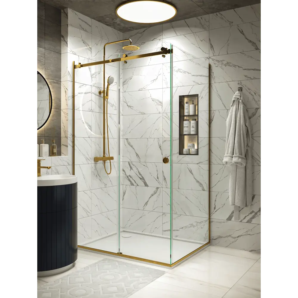 Фото Душевой уголок H.A.G VISION VS 90x120см профиль золотой стекло прозрачное закаленное