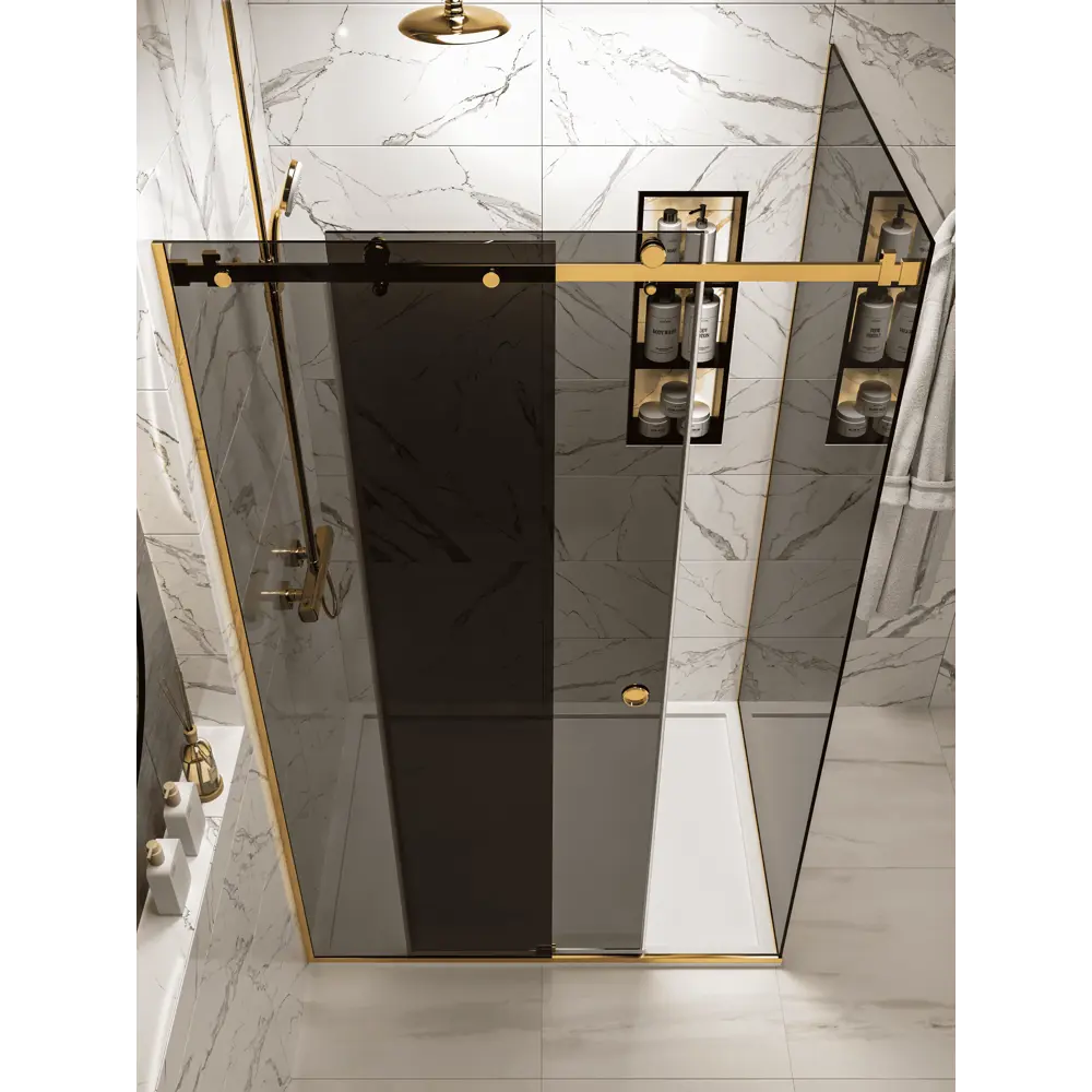 Фото 4 Душевой уголок H.A.G VISION VS 90x150см профиль золотой стекло тонированный Фото 4 Душевой уголок H.A.G VISION VS 90x150см профиль золотой стекло тонированный