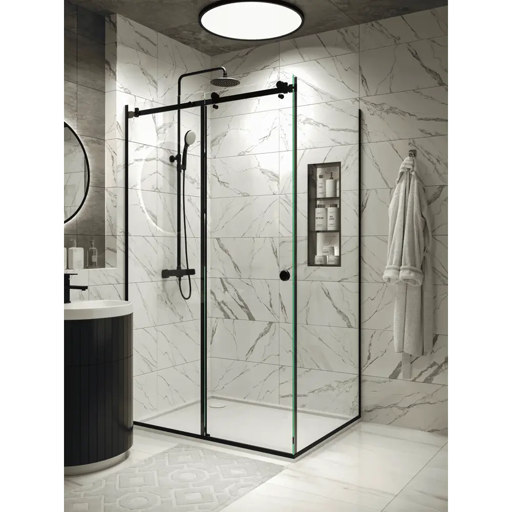 Фото 2 Душевой уголок H.A.G VISION VS 90x120см профиль черный стекло прозрачное закаленное