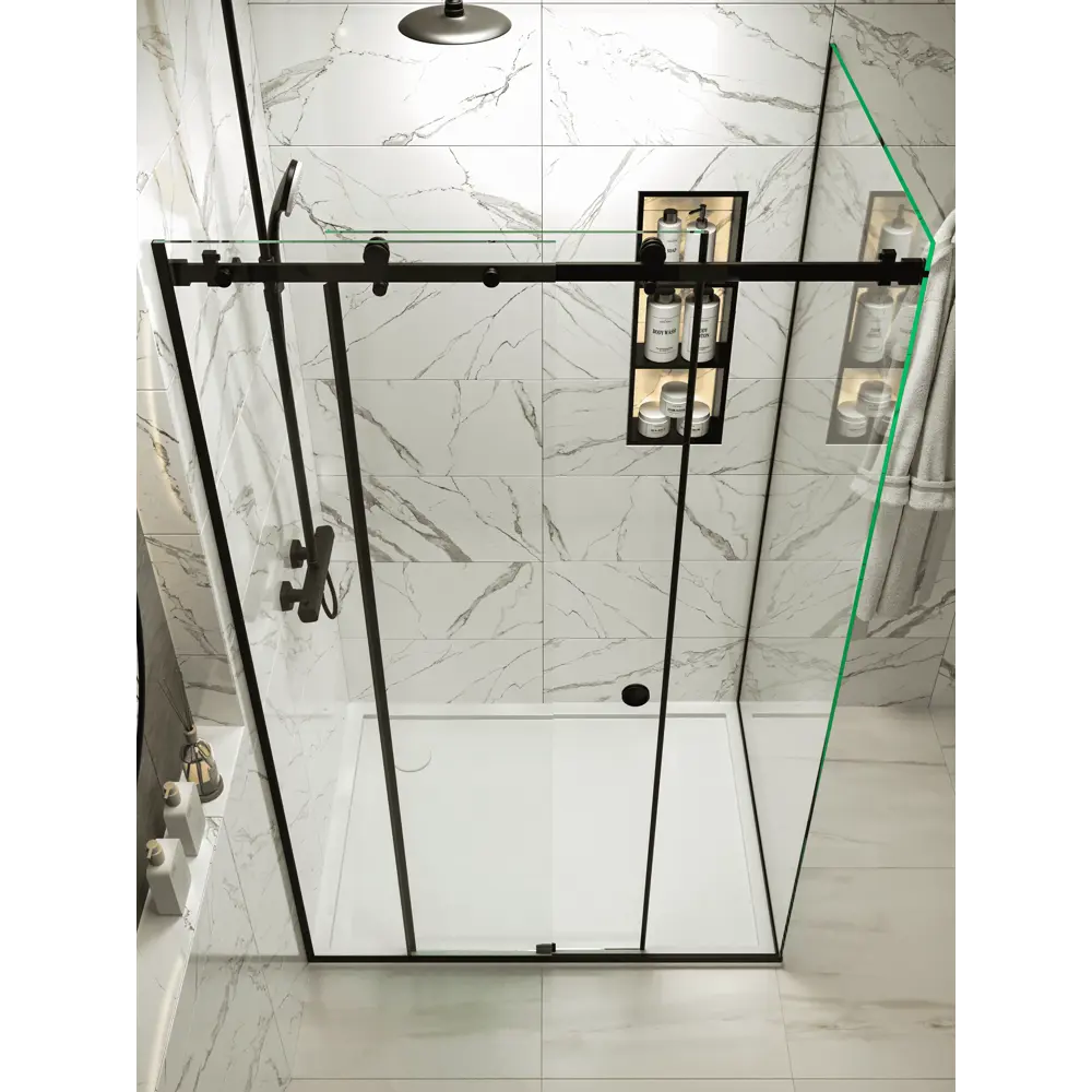 Фото 4 Душевой уголок H.A.G VISION VS 90x120см профиль черный стекло прозрачное закаленное