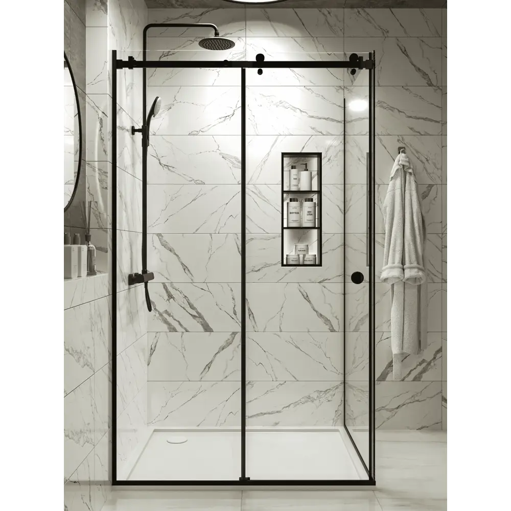 Фото 5 Душевой уголок H.A.G VISION VS 90x120см профиль черный стекло прозрачное закаленное