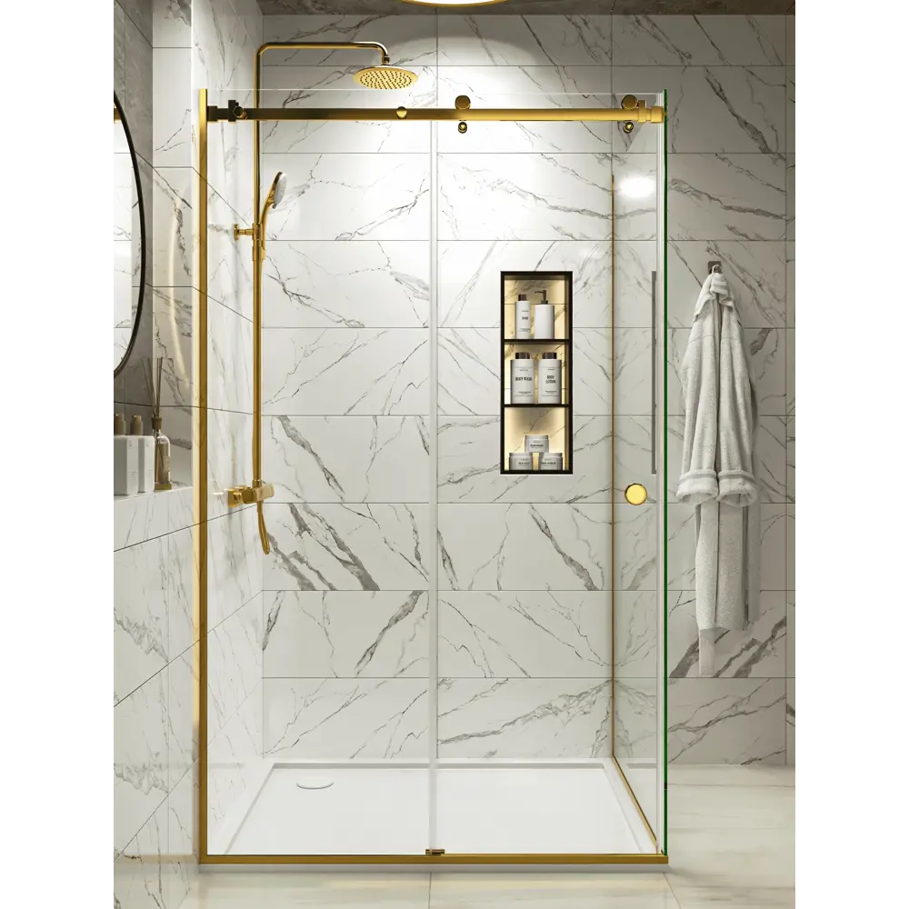 Фото 5 Душевой уголок H.A.G VISION VS 80x130см профиль золотой стекло прозрачное закаленное