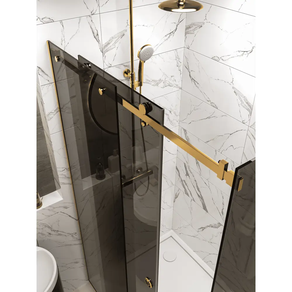 Фото 3 Душевой уголок H.A.G VISION VS 80x120см профиль золотой стекло тонированный