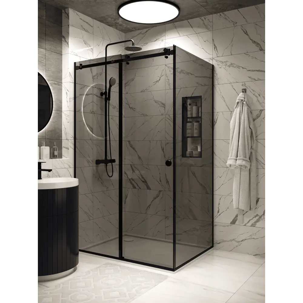 Фото 2 Душевой уголок H.A.G VISION VS 90x120см профиль черный стекло тонированный Фото 2 Душевой уголок H.A.G VISION VS 90x120см профиль черный стекло тонированный