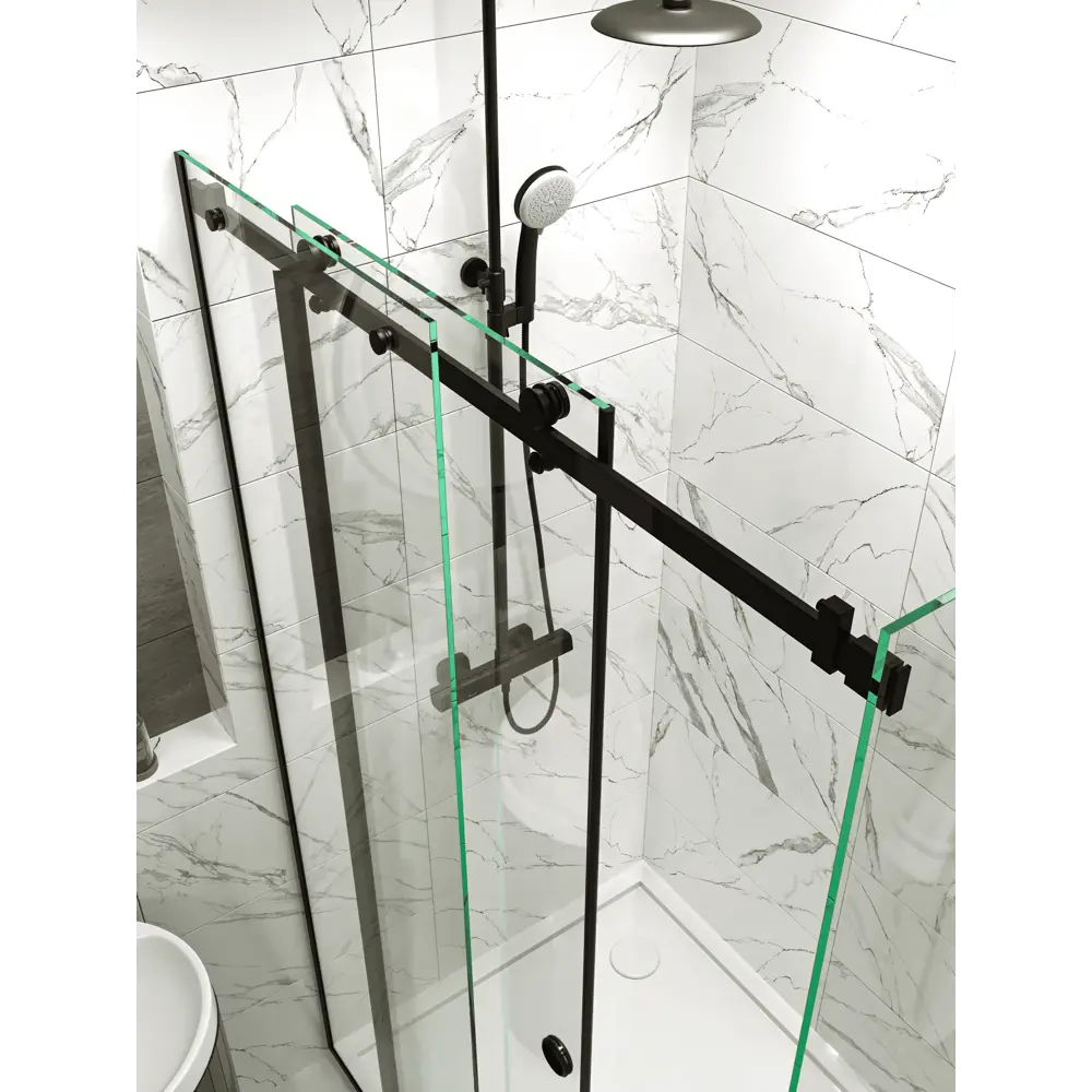 Фото 3 Душевой уголок H.A.G VISION VS 80x130см профиль черный стекло прозрачное закаленное