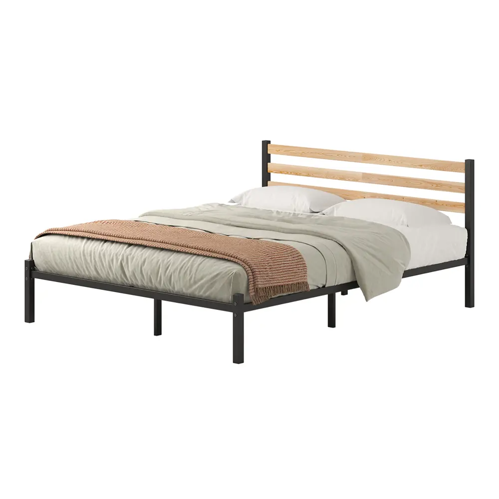 Фото Кровать Домаклево st-180-ch-w-natur 180 x 85 x 206 см металл цвет черный, натуральное дерево Фото Кровать Домаклево st-180-ch-w-natur 180 x 85 x 206 см металл цвет черный, натуральное дерево
