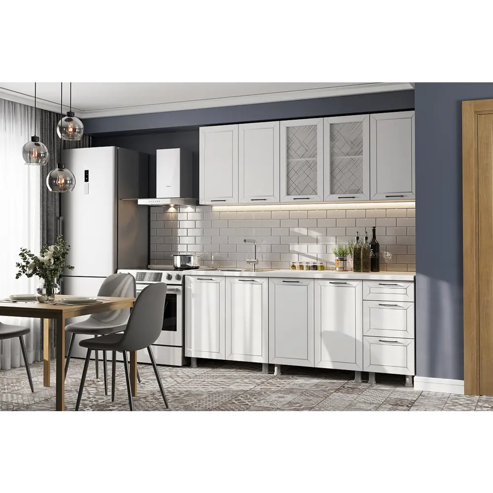 Фото 4 Кухня Вектор Sv-мебель 00-00221018а 200x217x60 см ЛДСП цвет белый Фото 4 Кухня Вектор Sv-мебель 00-00221018а 200x217x60 см ЛДСП цвет белый