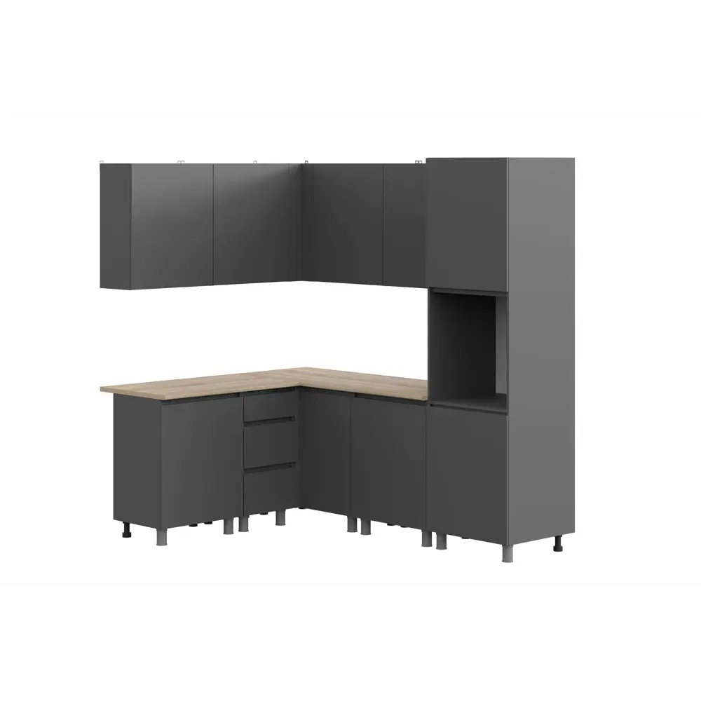 Фото 2 Кухня Денвер Арника 00-00263011а 320x217x60 см ЛДСП цвет графит Фото 2 Кухня Денвер Арника 00-00263011а 320x217x60 см ЛДСП цвет графит