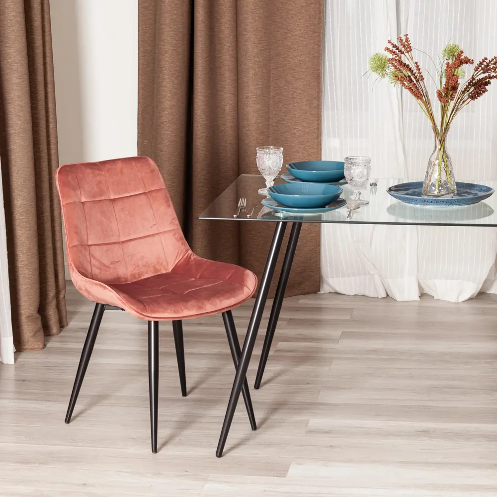Фото 2 Кухонный стул Tetchair 54x83x62 см велюр цвет темно-розовый 2 шт.