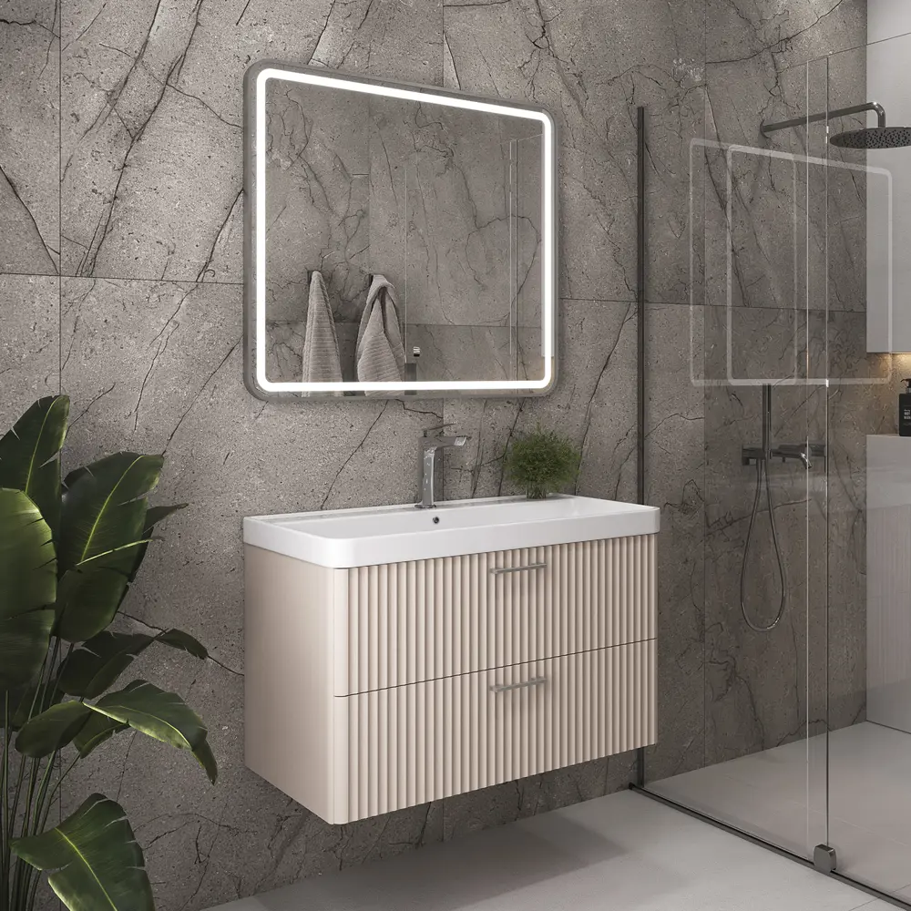 Фото 8 Тумба под раковину подвесная Comforty 00-00021036 90см с раковиной Comforty 4490 цвет Дуб латте Фото 8 Тумба под раковину подвесная Comforty 00-00021036 90см с раковиной Comforty 4490 цвет Дуб латте