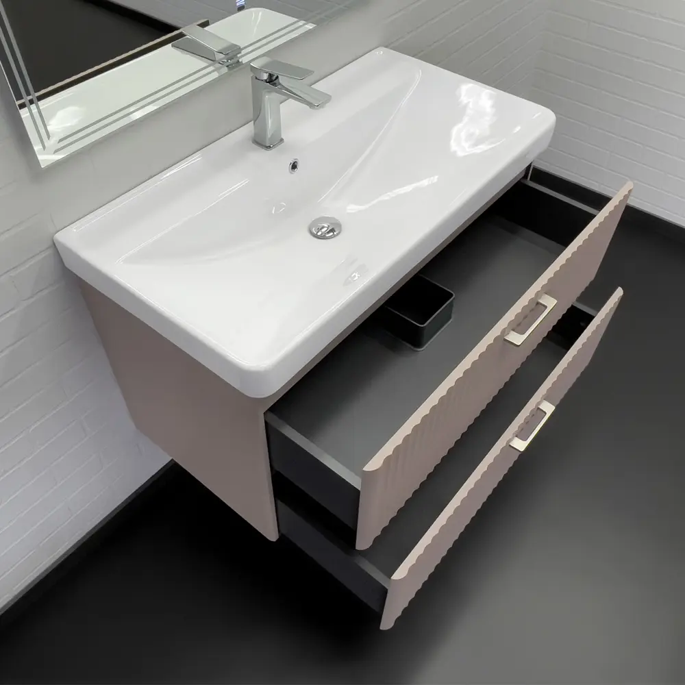 Фото Тумба под раковину подвесная Comforty 00-00021036 90см с раковиной Comforty 4490 цвет Дуб латте Фото Тумба под раковину подвесная Comforty 00-00021036 90см с раковиной Comforty 4490 цвет Дуб латте