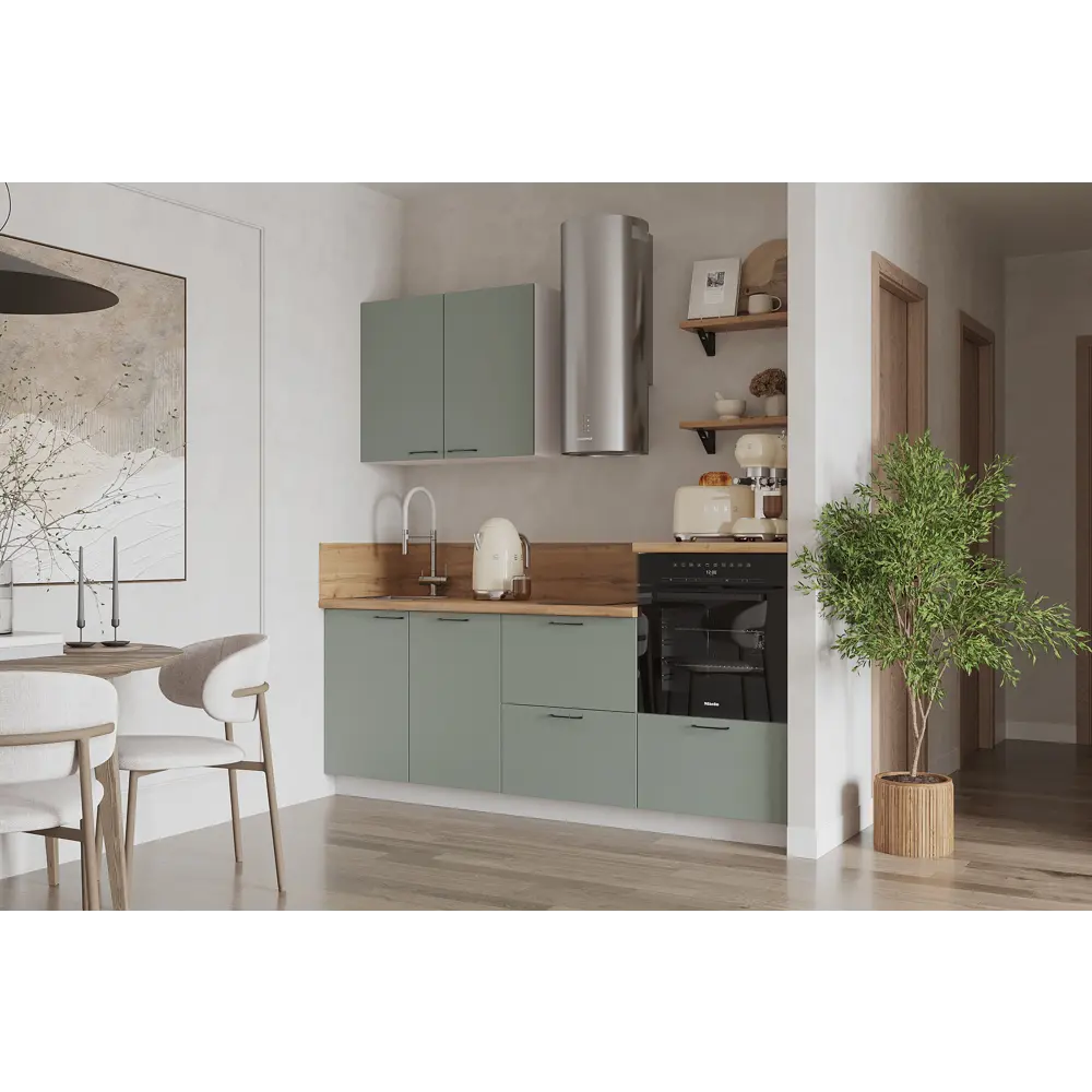 Фото Кухонный гарнитур Лизет Арника 00-00286119 210x240x60 см ЛДСП цвет зеленый
