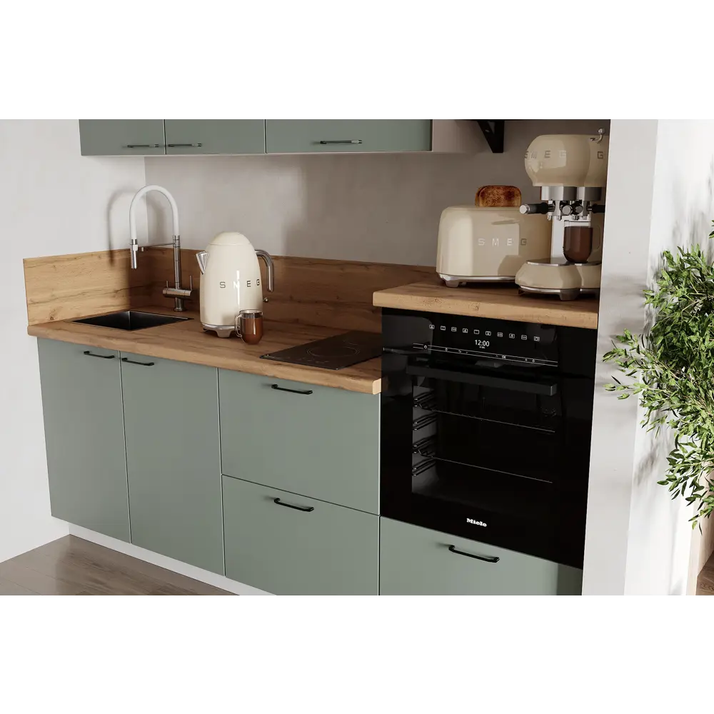 Фото 2 Кухонный гарнитур Лизет Арника 00-00286122 210x240x60 см ЛДСП цвет зеленый