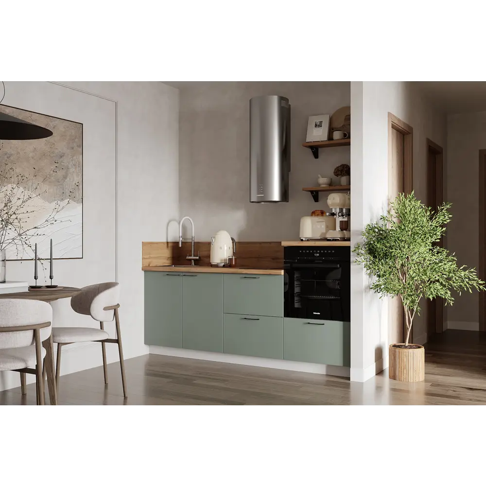 Фото Кухонный гарнитур Лизет Арника 00-00286123 210x240x60 см ЛДСП цвет зеленый Фото Кухонный гарнитур Лизет Арника 00-00286123 210x240x60 см ЛДСП цвет зеленый