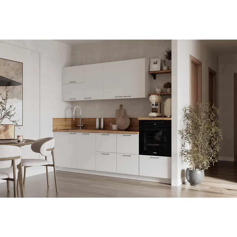 Фото Кухонный гарнитур Лизет Арника 00-00285706 255x240x60 см ЛДСП цвет белый Фото Кухонный гарнитур Лизет Арника 00-00285706 255x240x60 см ЛДСП цвет белый