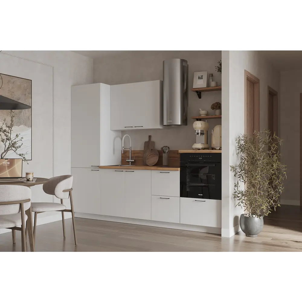 Фото Кухонный гарнитур Лизет Арника 00-00285716 255x240x60 см ЛДСП цвет белый Фото Кухонный гарнитур Лизет Арника 00-00285716 255x240x60 см ЛДСП цвет белый