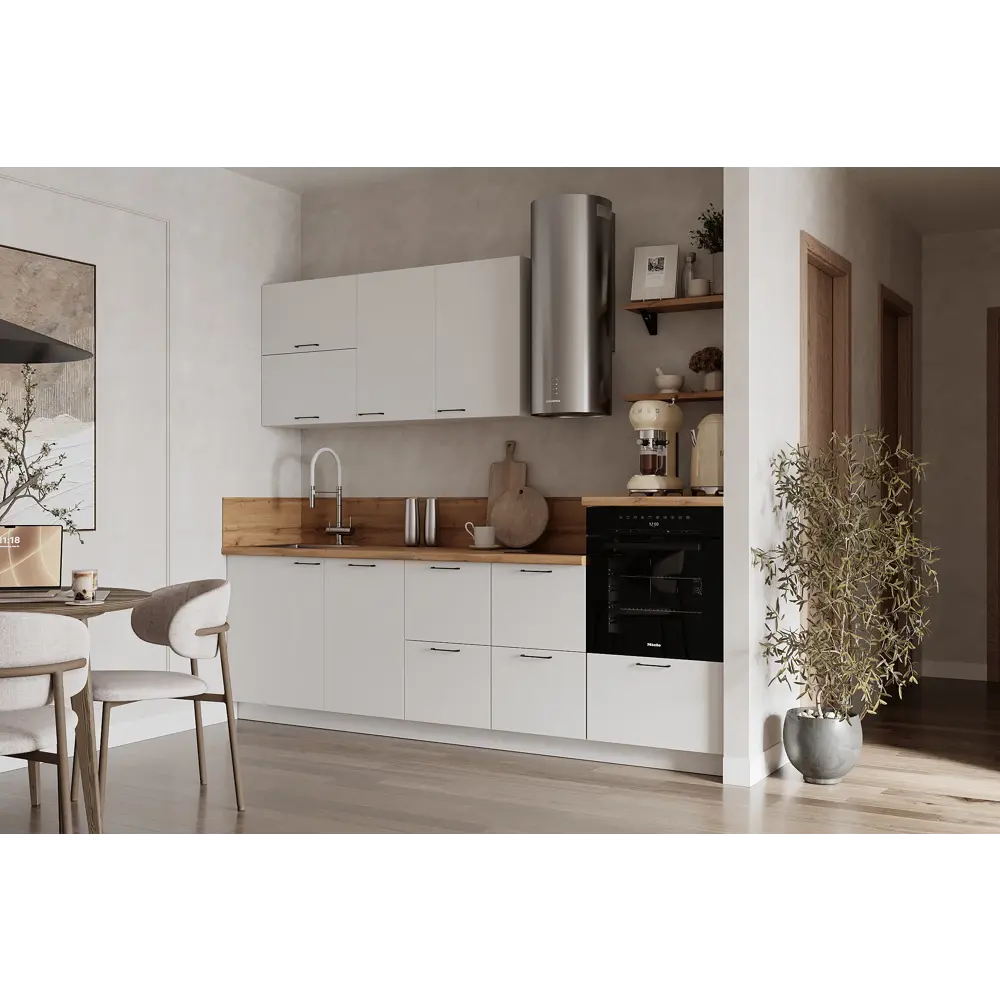 Фото Кухонный гарнитур Лизет Арника 00-00285707 255x240x60 см ЛДСП цвет белый Фото Кухонный гарнитур Лизет Арника 00-00285707 255x240x60 см ЛДСП цвет белый