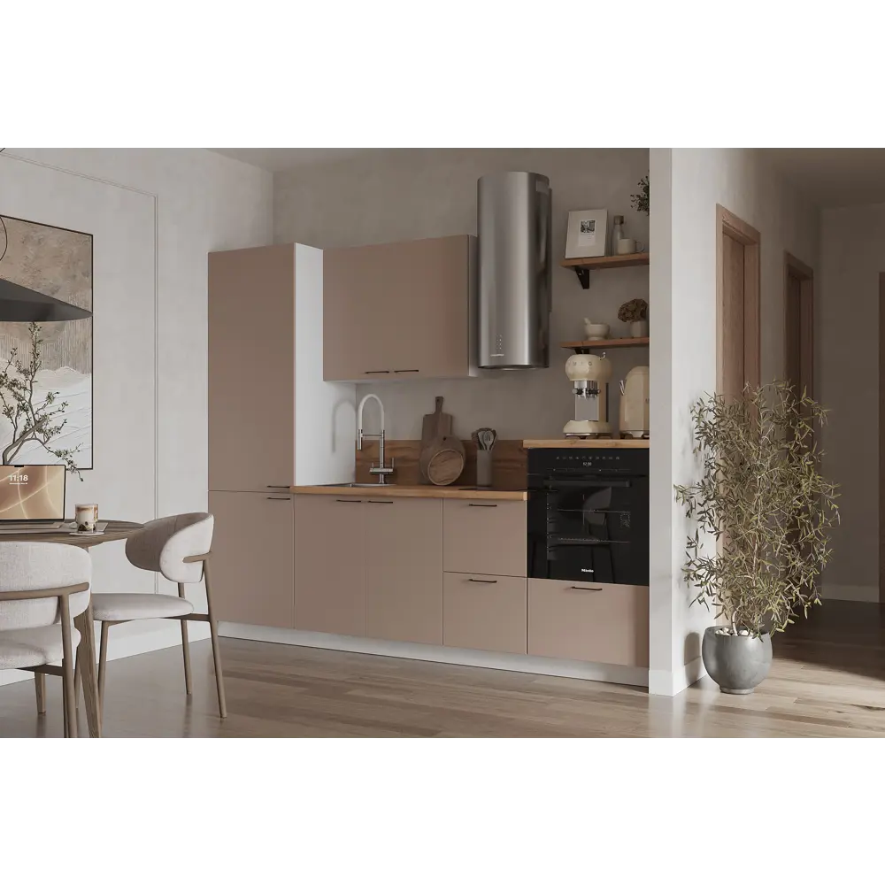 Фото Кухонный гарнитур Лизет Арника 00-00286015 255x240x60 см ЛДСП цвет коричневый