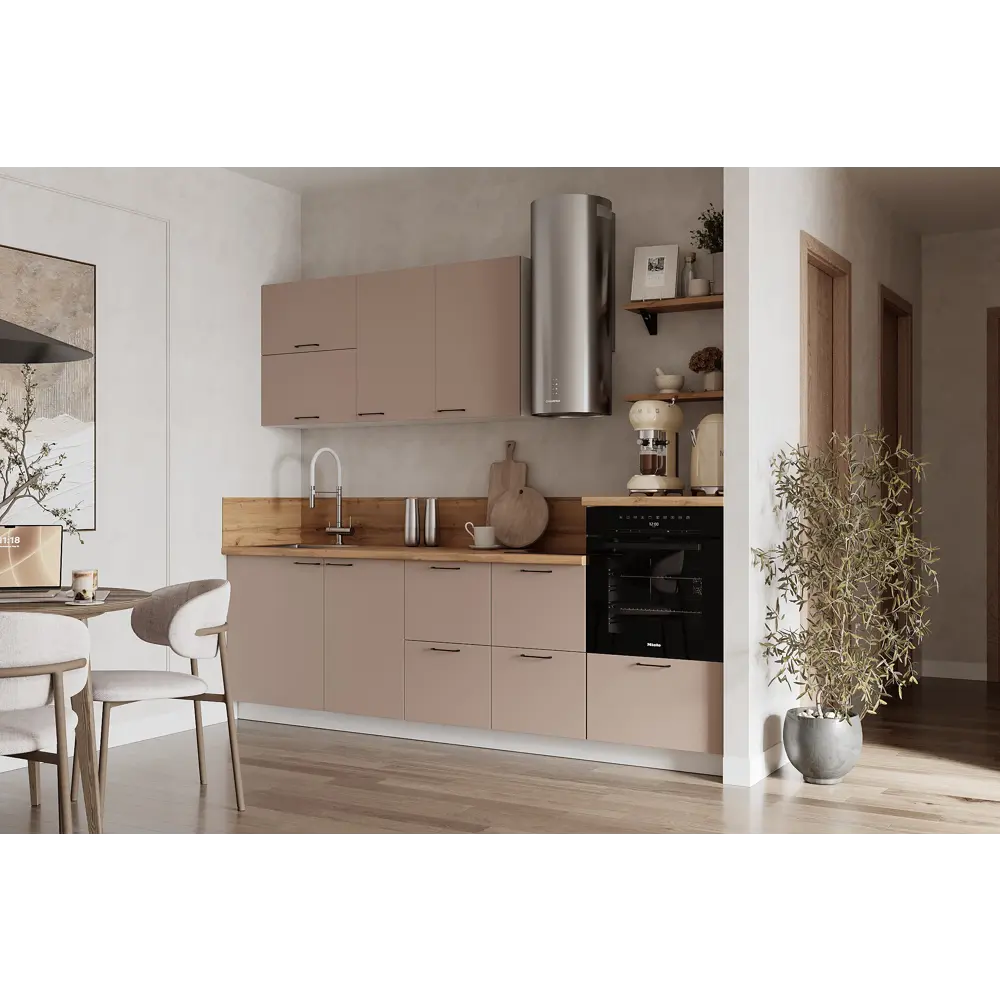 Фото Кухонный гарнитур Лизет Арника 00-00286009 255x240x60 см ЛДСП цвет коричневый