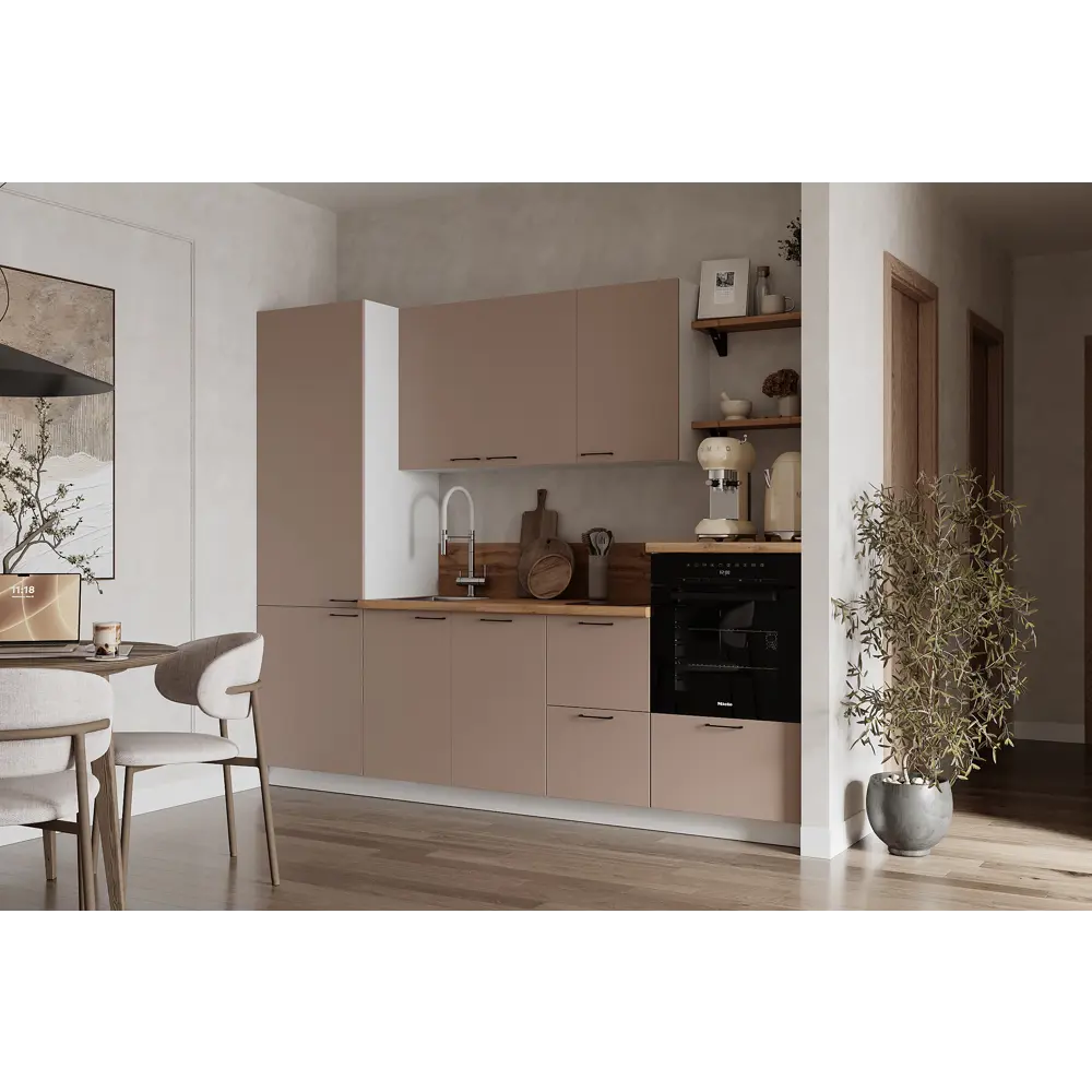 Фото Кухонный гарнитур Лизет Арника 00-00286011 255x240x60 см ЛДСП цвет коричневый