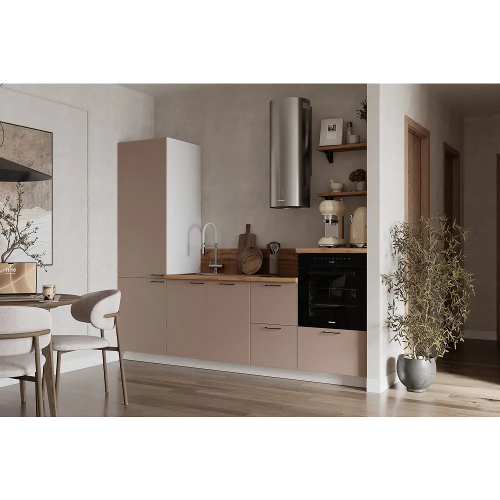 Фото Кухонный гарнитур Лизет Арника 00-00286013 255x240x60 см ЛДСП цвет коричневый