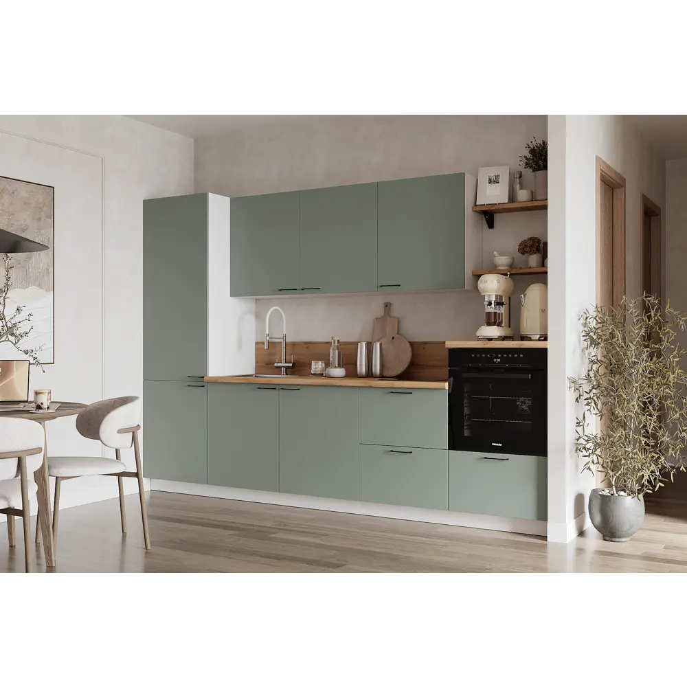 Фото Кухонный гарнитур Лизет Арника 00-00286154 300x240x60 см ЛДСП цвет зеленый Фото Кухонный гарнитур Лизет Арника 00-00286154 300x240x60 см ЛДСП цвет зеленый