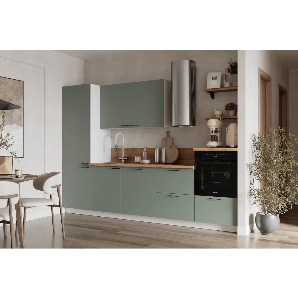 Фото Кухонный гарнитур Лизет Арника 00-00286152 300x240x60 см ЛДСП цвет зеленый Фото Кухонный гарнитур Лизет Арника 00-00286152 300x240x60 см ЛДСП цвет зеленый