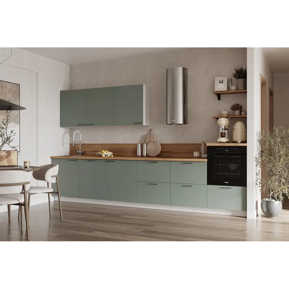 Фото Кухонный гарнитур Лизет Арника 00-00286158 360x240x60 см ЛДСП цвет зеленый Фото Кухонный гарнитур Лизет Арника 00-00286158 360x240x60 см ЛДСП цвет зеленый