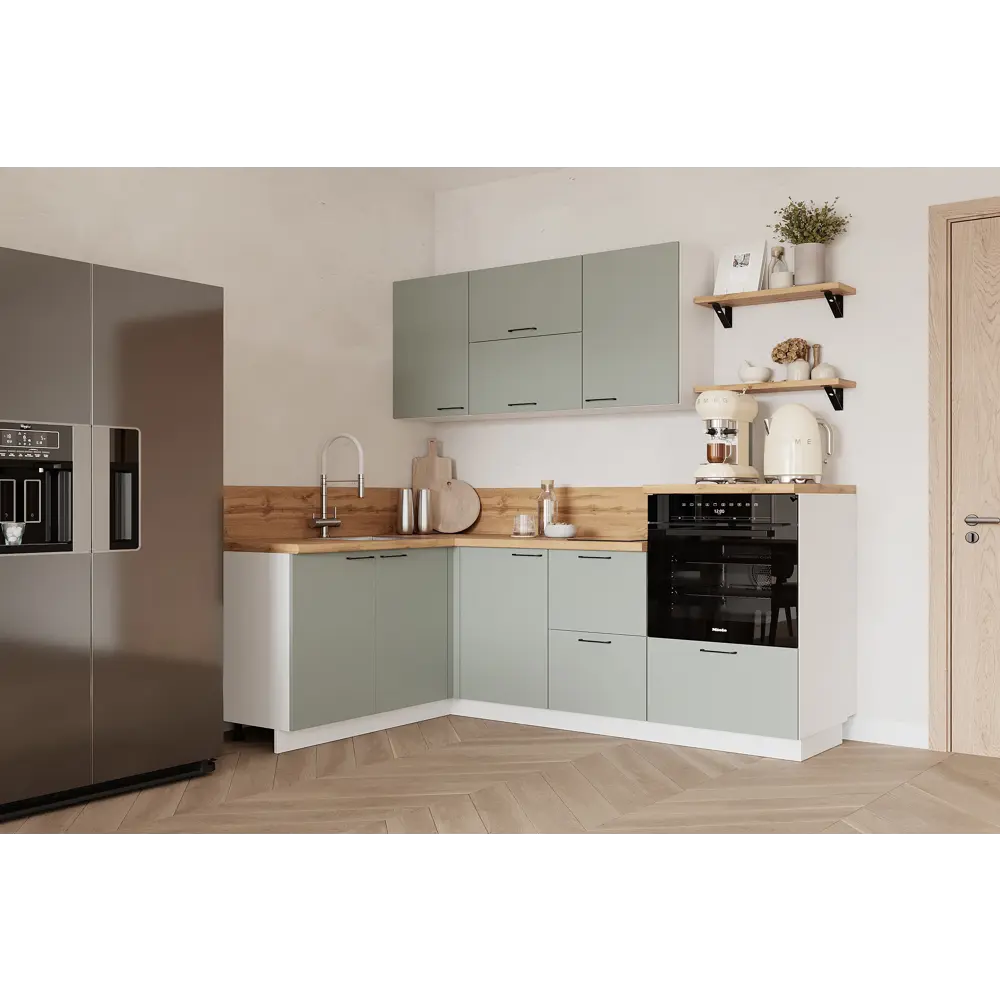 Фото Кухонный гарнитур Лизет Арника 00-00287794 360x240x60 см ЛДСП цвет зеленый Фото Кухонный гарнитур Лизет Арника 00-00287794 360x240x60 см ЛДСП цвет зеленый