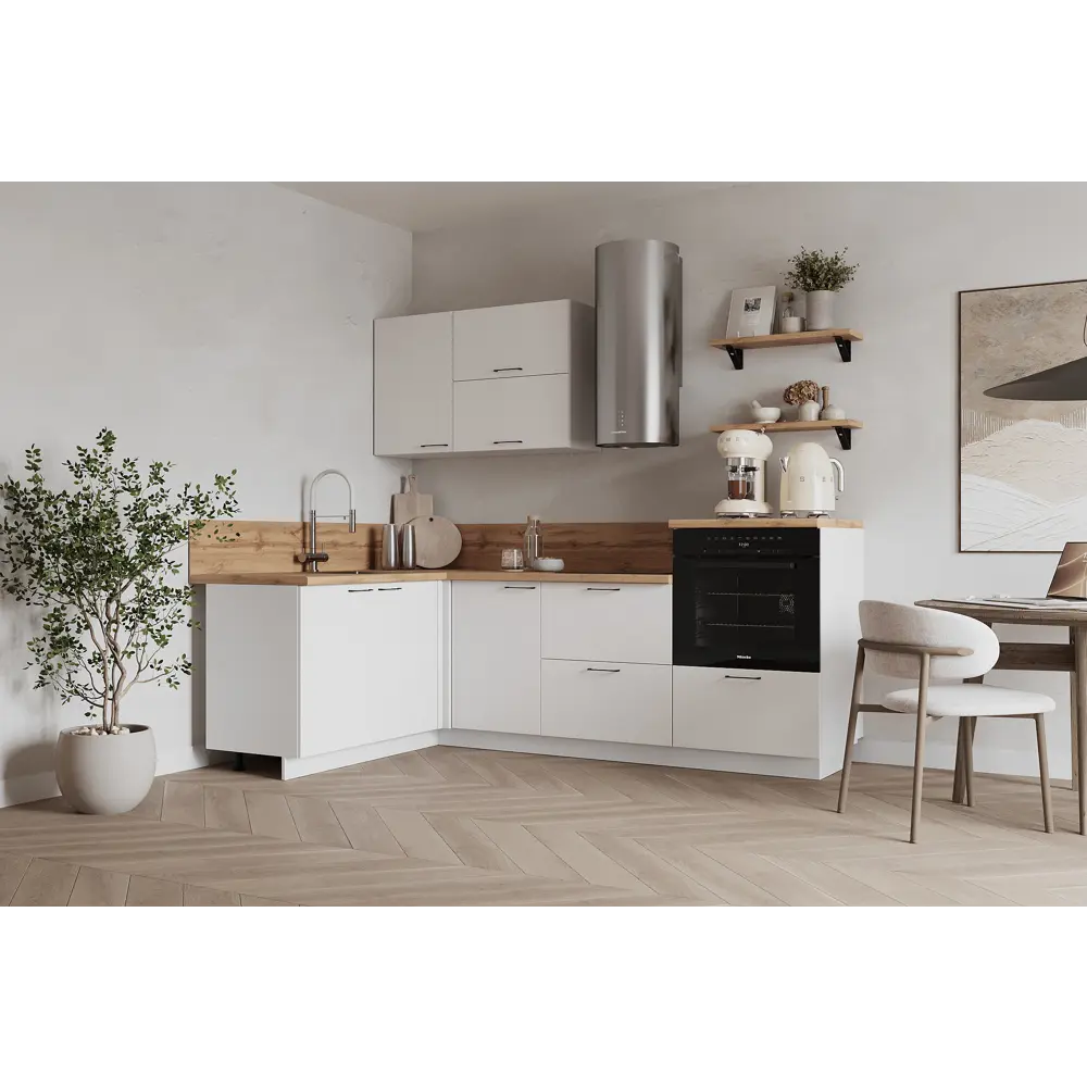 Фото Кухонный гарнитур Лизет Арника 00-00287826 375x240x60 см ЛДСП цвет белый