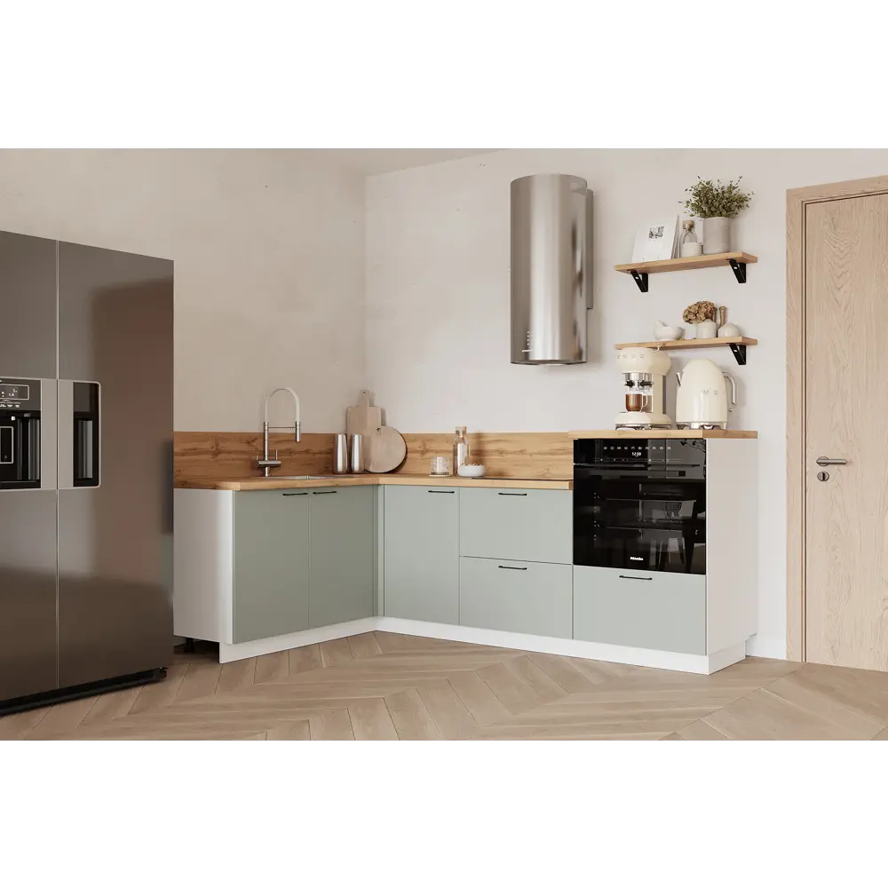 Фото Кухонный гарнитур Лизет Арника 00-00287775 375x240x60 см ЛДСП цвет зеленый