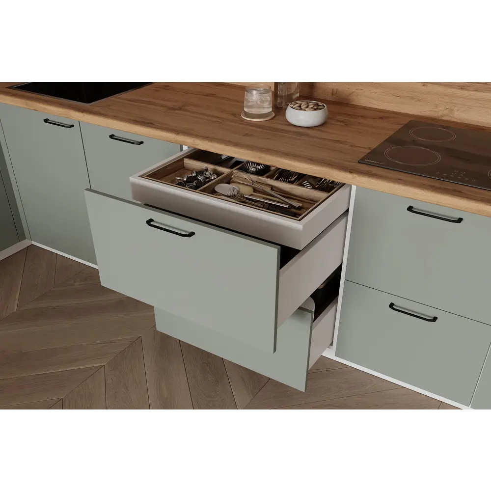 Фото 3 Кухонный гарнитур Лизет Арника 00-00287771 375x240x60 см ЛДСП цвет зеленый Фото 3 Кухонный гарнитур Лизет Арника 00-00287771 375x240x60 см ЛДСП цвет зеленый